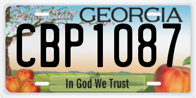 GA license plate CBP1087