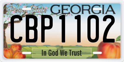 GA license plate CBP1102