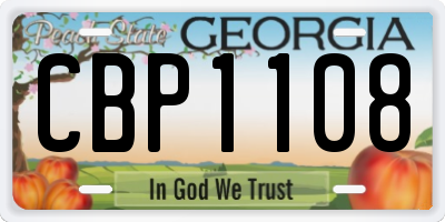 GA license plate CBP1108