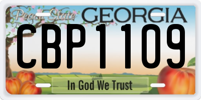 GA license plate CBP1109