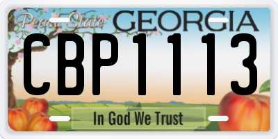 GA license plate CBP1113