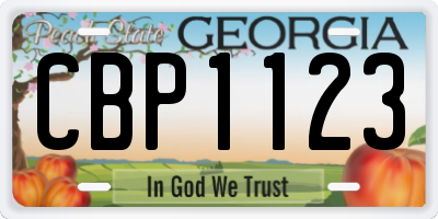GA license plate CBP1123