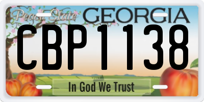 GA license plate CBP1138