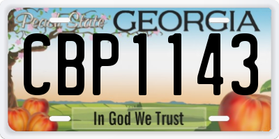 GA license plate CBP1143