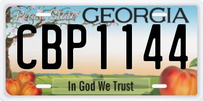GA license plate CBP1144