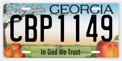 GA license plate CBP1149