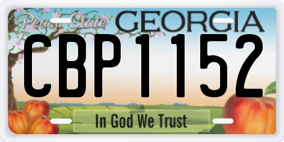 GA license plate CBP1152