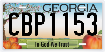 GA license plate CBP1153