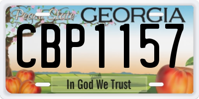 GA license plate CBP1157