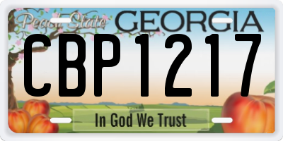 GA license plate CBP1217