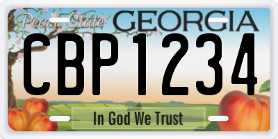 GA license plate CBP1234