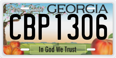 GA license plate CBP1306
