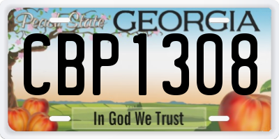 GA license plate CBP1308