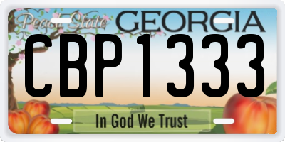 GA license plate CBP1333