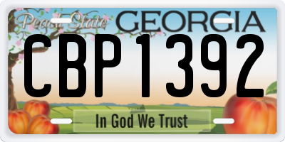 GA license plate CBP1392