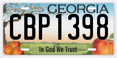 GA license plate CBP1398