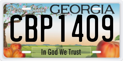 GA license plate CBP1409