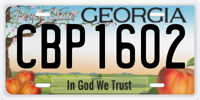 GA license plate CBP1602