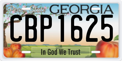 GA license plate CBP1625