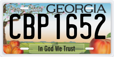 GA license plate CBP1652