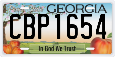 GA license plate CBP1654
