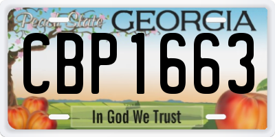 GA license plate CBP1663