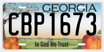 GA license plate CBP1673