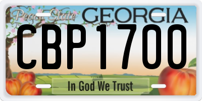 GA license plate CBP1700