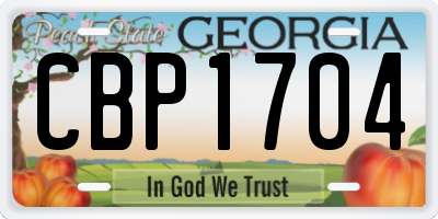 GA license plate CBP1704