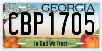 GA license plate CBP1705
