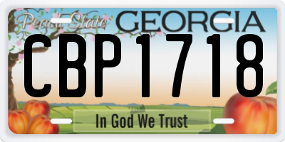 GA license plate CBP1718