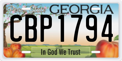 GA license plate CBP1794
