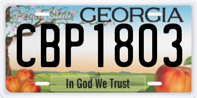 GA license plate CBP1803