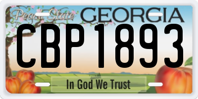 GA license plate CBP1893