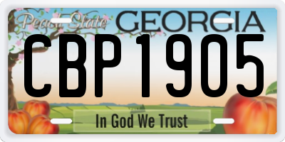 GA license plate CBP1905