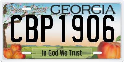 GA license plate CBP1906