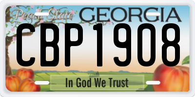 GA license plate CBP1908