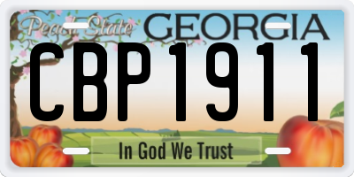 GA license plate CBP1911