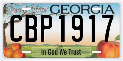 GA license plate CBP1917