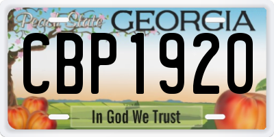 GA license plate CBP1920