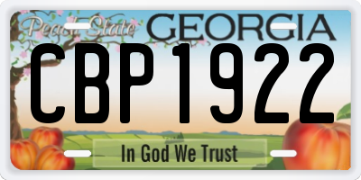 GA license plate CBP1922