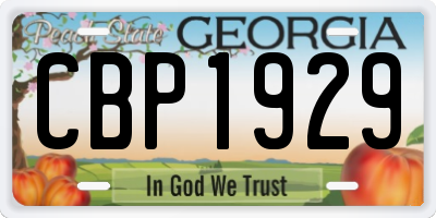 GA license plate CBP1929