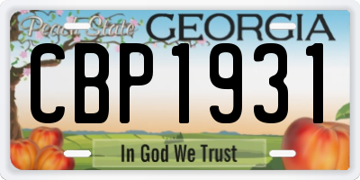 GA license plate CBP1931