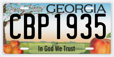 GA license plate CBP1935
