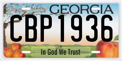 GA license plate CBP1936