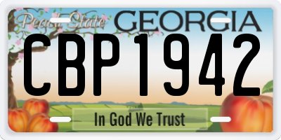GA license plate CBP1942