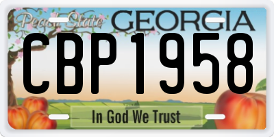 GA license plate CBP1958