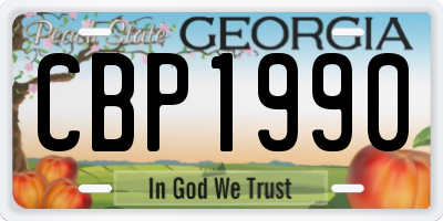 GA license plate CBP1990