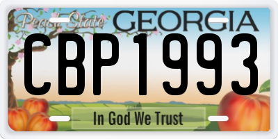 GA license plate CBP1993
