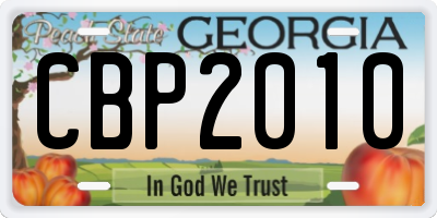 GA license plate CBP2010
